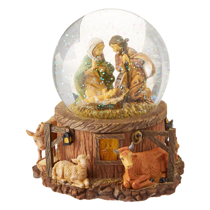 Hand-Painted Resin Crafts Glass Snowballs Three Kings Nativity Scene Musical Snow Globe