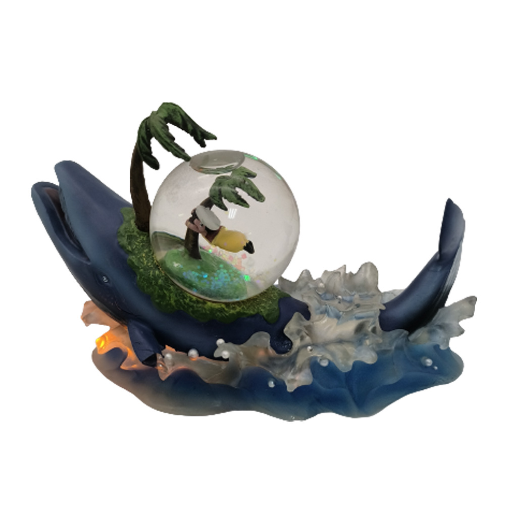 Custom Glass Snowball Saudi Arabia Under The Sea Dolphin Sea World Snow Globe With Lights and Music