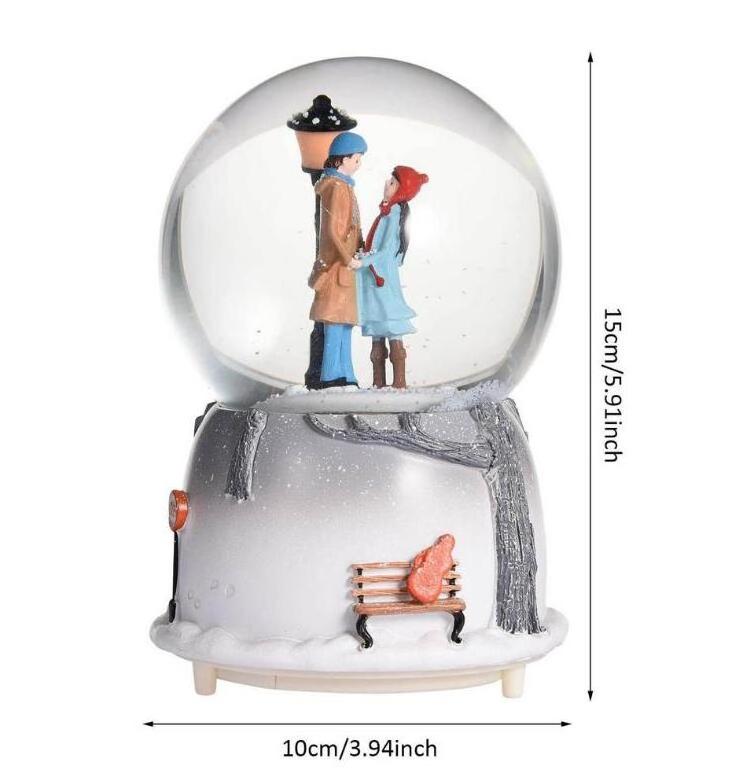 Wholesale Hotsale Snow Globe With Dancing Couple Light Crystal Snow Globe Music Box As Gift Clear Water Globe