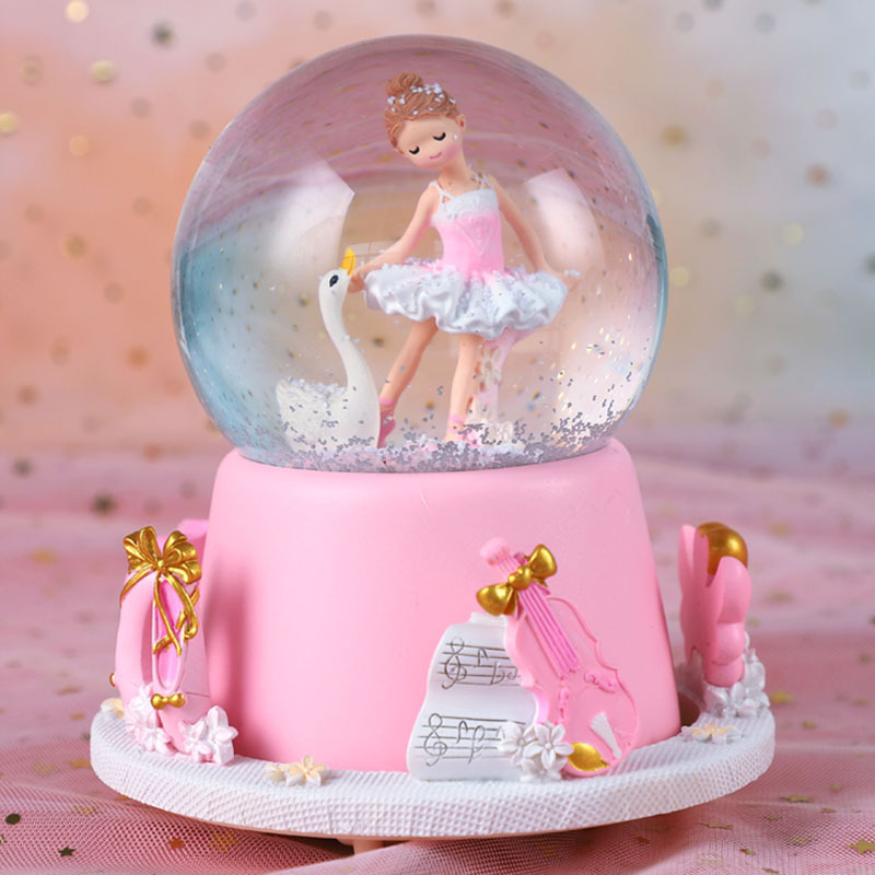 Romantic Resin Music Box Ballerina Snow Globe Wedding Souvenirs Gifts Favors Custom Dancing Couple Snowball Souvenir