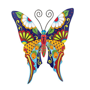 Wall Art Painted Colorful Decoration Stylish Butterfly Metal Folk Art Home Decoration for Garden or House Wall Colorful Painting