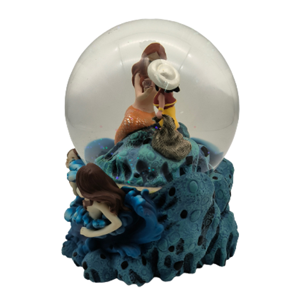 Custom Glass Snowball Saudi Arabia Under The Sea Dolphin Sea World Snow Globe With Lights and Music