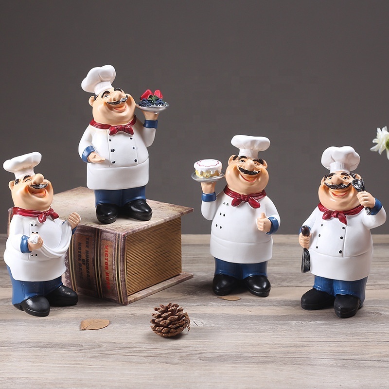 Home Decor Chef Statue Kitchen Decoration Ornaments Resin Chef Figurine