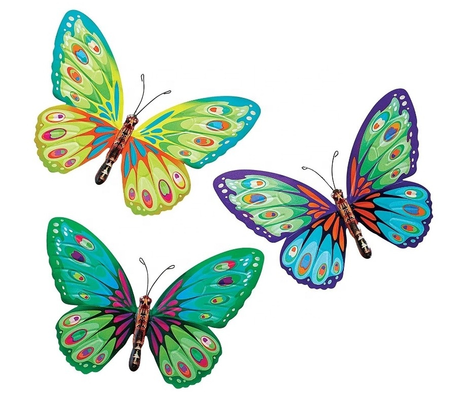 Home Decor Metal Butterfly Wall Art Set of 3 Butterflies Wall Art Decor