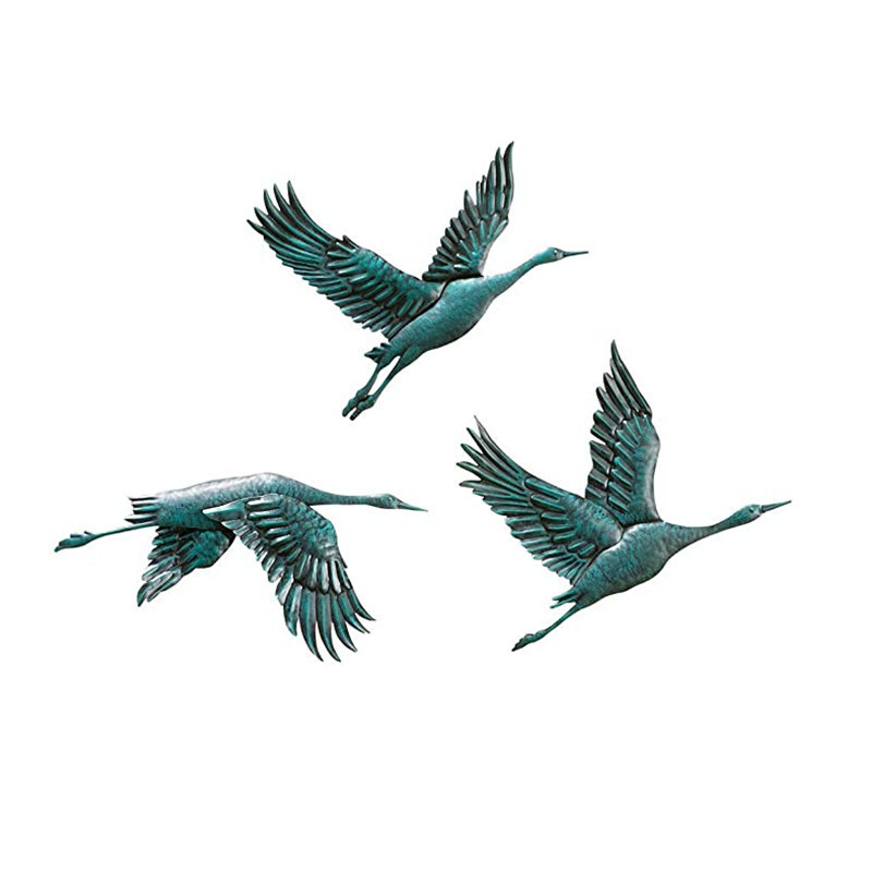 3d Flying Birds Metal Crane Wall Art Living Room Bedroom Decoration