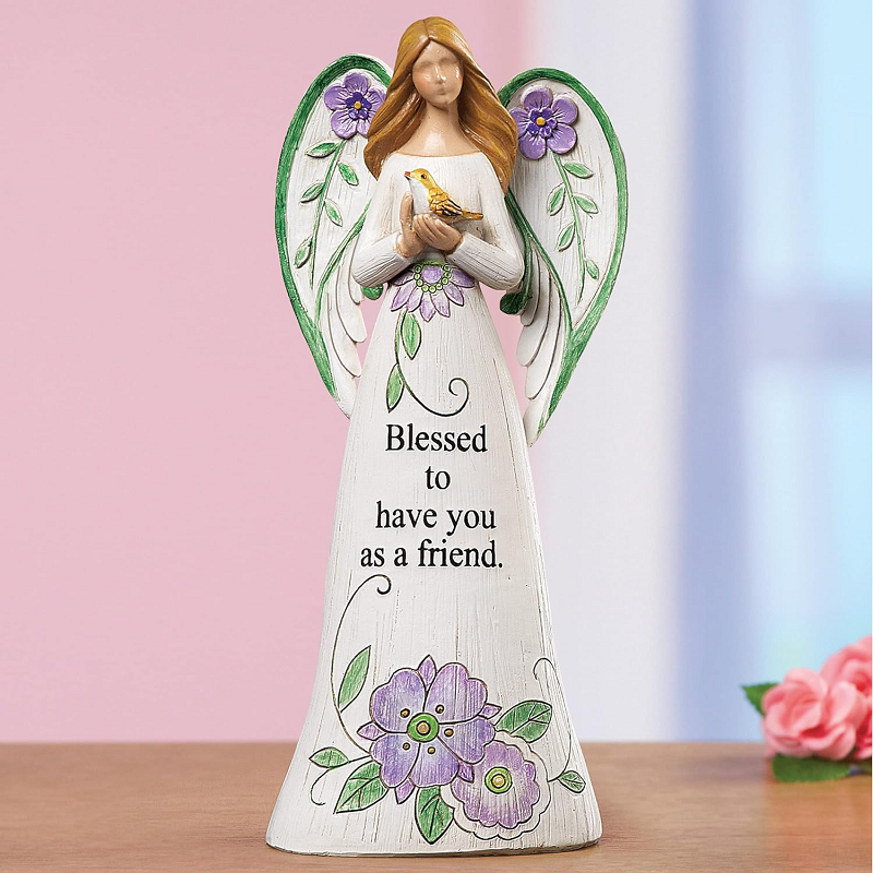 Custom Figurine Resin Home Decoration Angel Statue Figurine with Sentiment Saying Wholesale