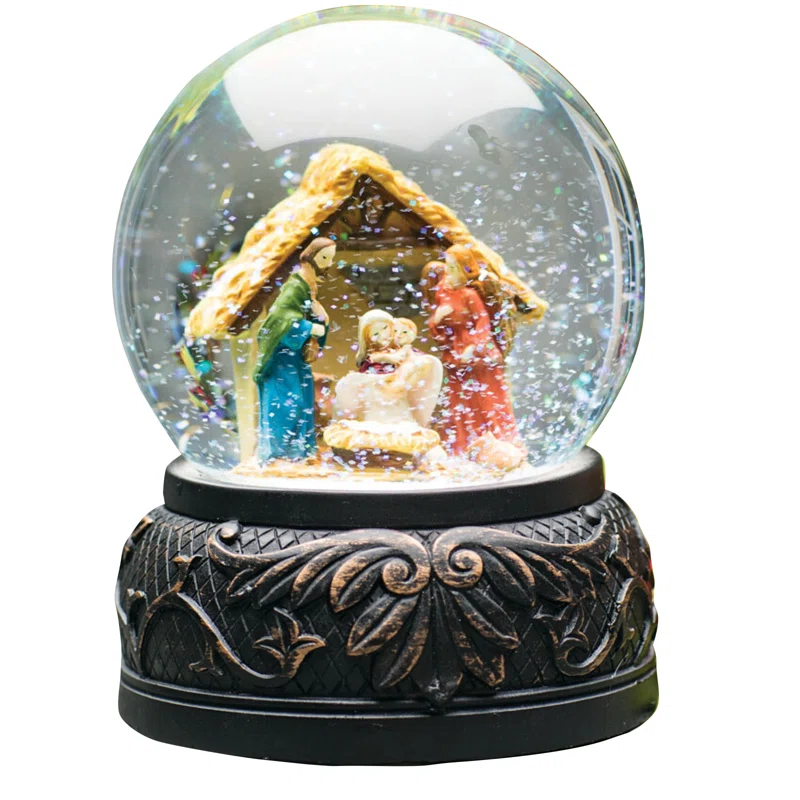 Custom Made Snow Globe for Holiday Snow Globe With Wooden Base