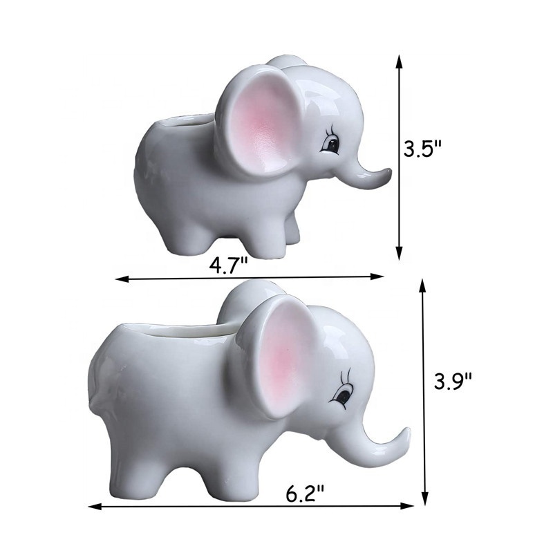 Decorative Table Cute Elephant Succulent Planter Pots Set of 2 Cute Elephant Flower Pot