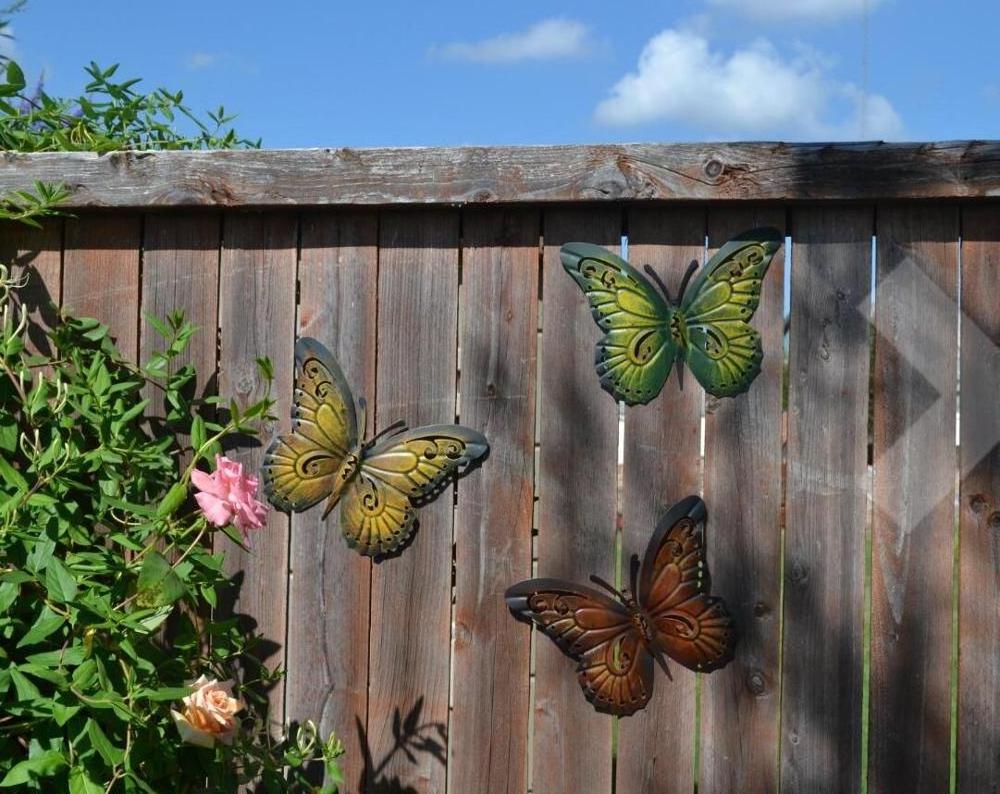 Metal Butterfly Decorative Wall Art Trio Indoor/Outdoor Butterfly Decor