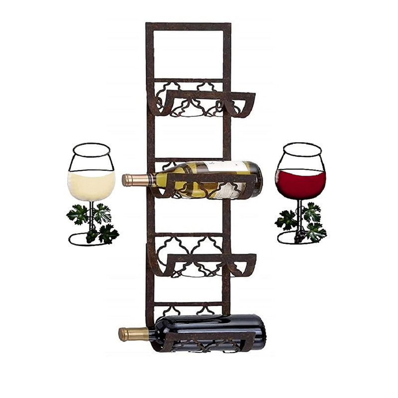 Kitchen Decorative Red White Wine Glass Metal Wall Art Set Of 3