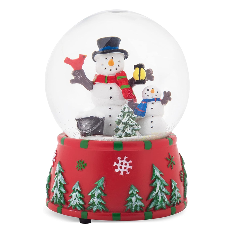 Handmade Cardinal 100 MM Christmas Snow Globe Plays Frosty The Snowman Souvenir Gift