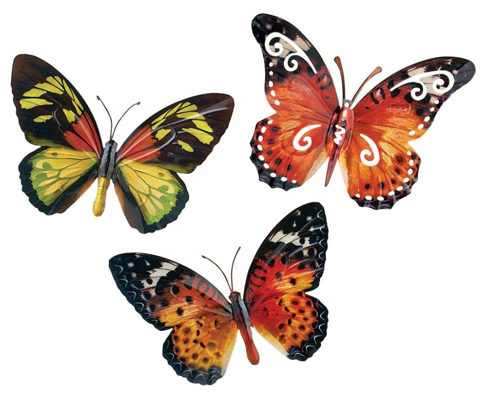 Home Decor Metal Butterfly Wall Art Set of 3 Butterflies Wall Art Decor