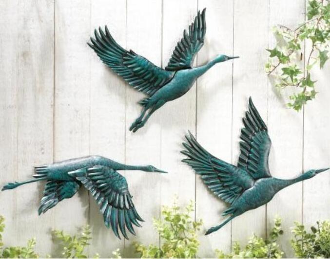 3d Flying Birds Metal Crane Wall Art Living Room Bedroom Decoration