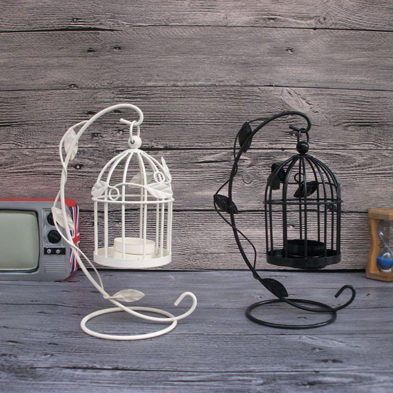 New Design Birdcage Metal Candle Lantern With Stand Garden Storm Metal Lamp Candle Holder Home Decoration