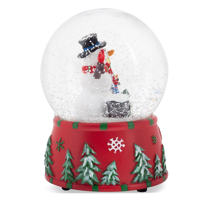 Handmade Cardinal 100 MM Christmas Snow Globe Plays Frosty The Snowman Souvenir Gift