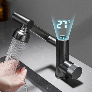 Luxury High Technology Smart Faucet Multifunctional Cold And Hot Mixer Basin Faucets With Led Digital Display