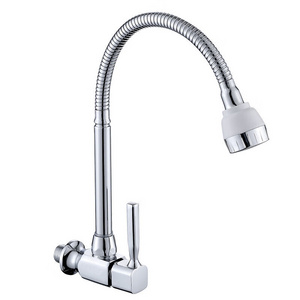 Faucet Manufacturers Wall Mounted Single Cold Water Kitchen Sink Faucet Brass Body Flexible Hose Kitchen Faucet With Sprayer