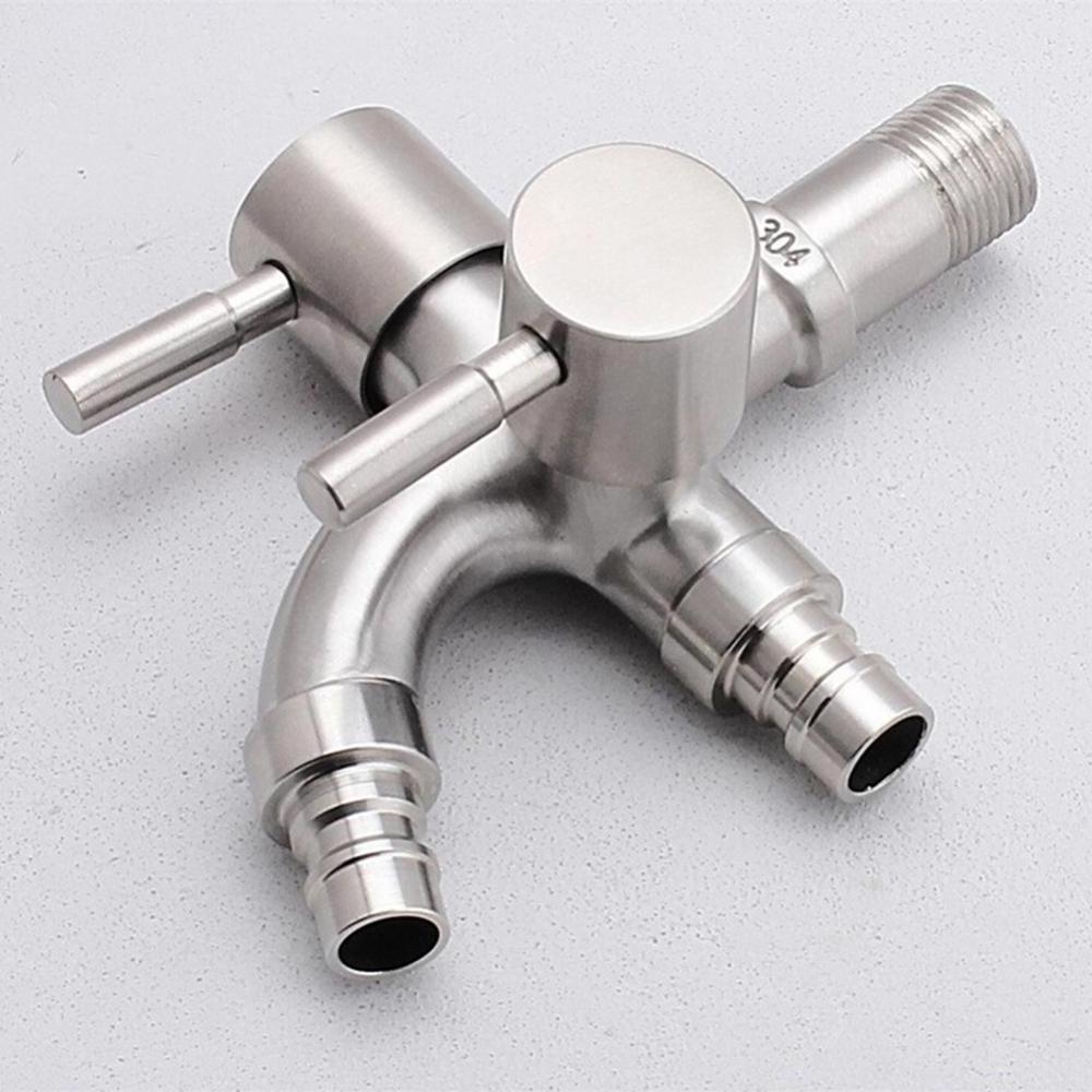 Faucet Stainless Steel 304 Double Outlet Tap Washing Machine Bathroom Water Faucet