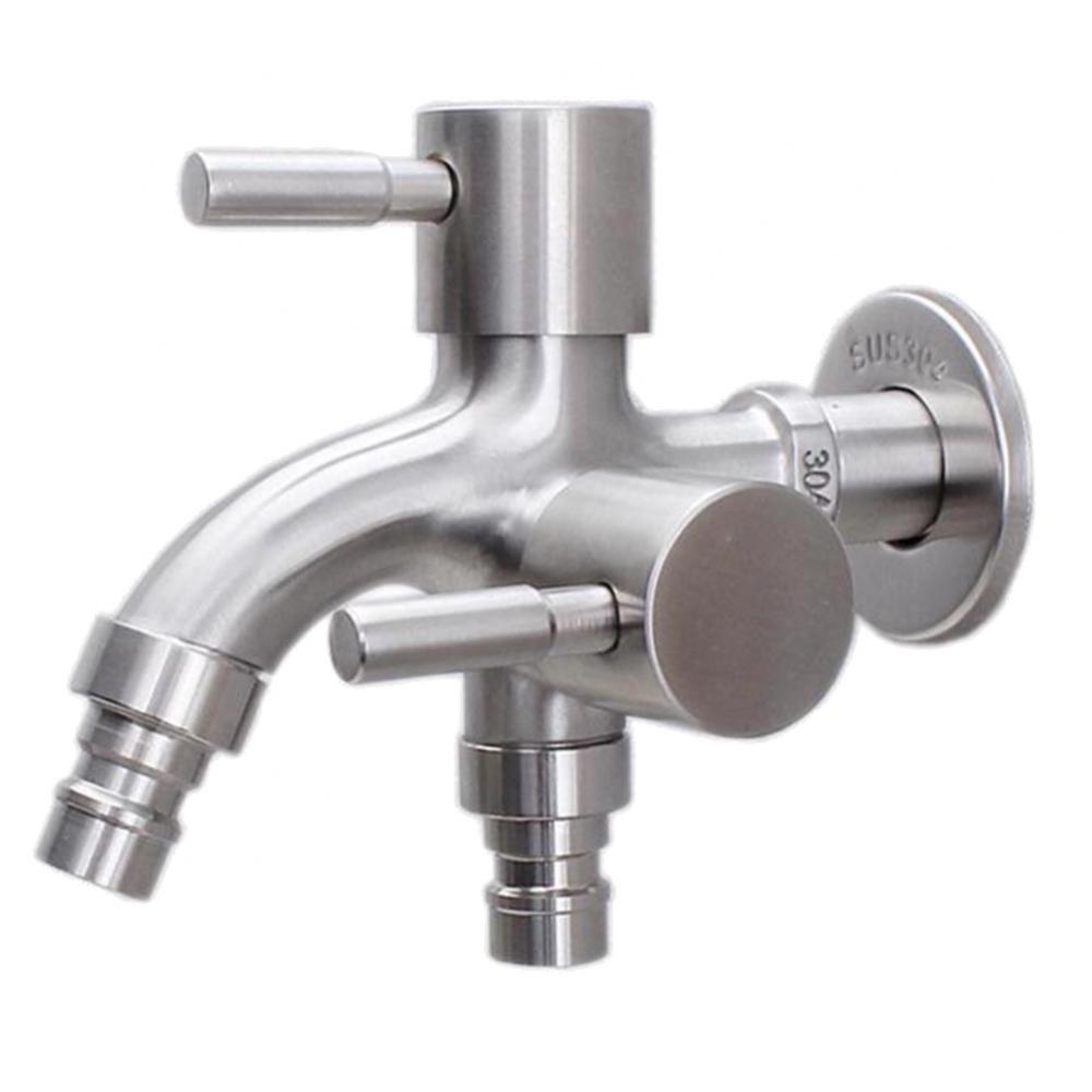 Faucet Stainless Steel 304 Double Outlet Tap Washing Machine Bathroom Water Faucet