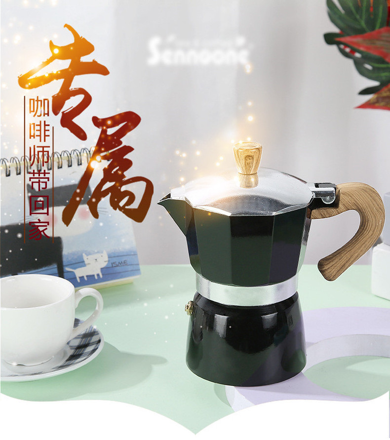 190ml Household Aluminum Mocha Latte Italian Espresso Moka Pot 3cup Stovetop Maker Coffee Percolator Dripolator