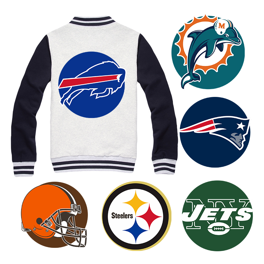 Factory custom logo stickers heat transfer printing NFL Team dtf transfers designs ready to press for T-shirts