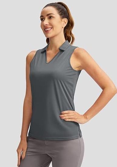 Tennis wear top v-neck sleeveless quick dry womens plain golf polo shirt