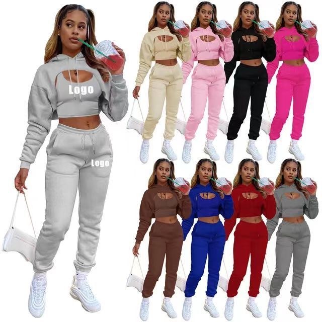 Sweatpants and hoodie set tracksuit women 3 two piece pants jogging jogger set women 2023 custom jogging jogger suits for women