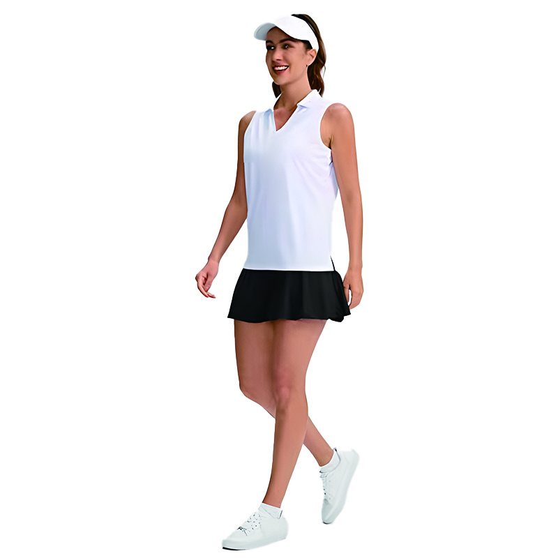 Tennis wear top v-neck sleeveless quick dry womens plain golf polo shirt