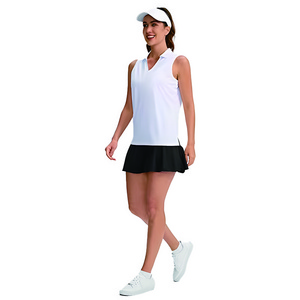 Tennis wear top v-neck sleeveless quick dry womens plain golf polo shirt