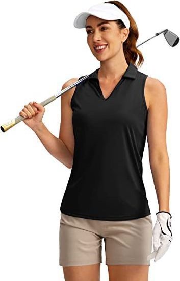 Tennis wear top v-neck sleeveless quick dry womens plain golf polo shirt