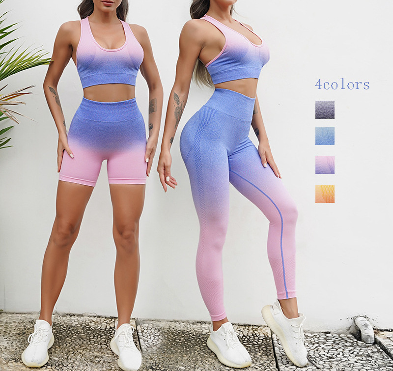 Sexy Wholesale Active Wear Yoga Set Ombre Sport Suite - Fitness Clothes Seamless Workout Sets for Women