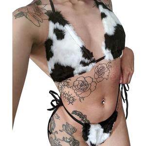 New Arrival Fur Cow Bikini Sexy Designer Brazilian Swimwear Thong and Two Piece Swim Suits