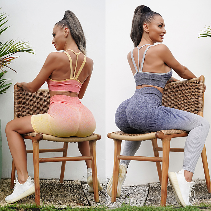 Sexy Wholesale Active Wear Yoga Set Ombre Sport Suite - Fitness Clothes Seamless Workout Sets for Women