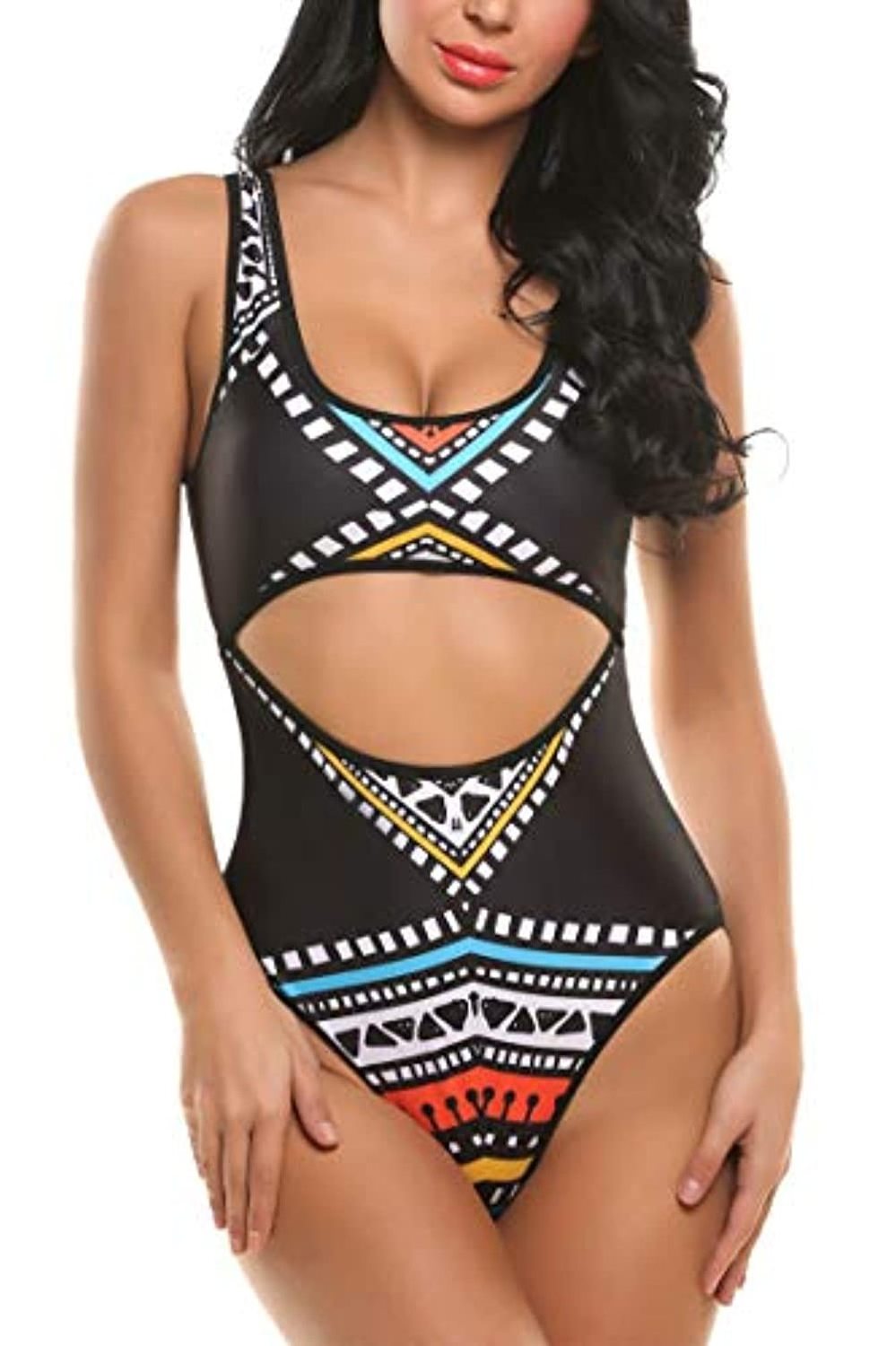 Custom Women Tribal Bathing Suits African Beachwear One Piece Bikini Hollow Out  Monokini Thong Designer Swimsuit