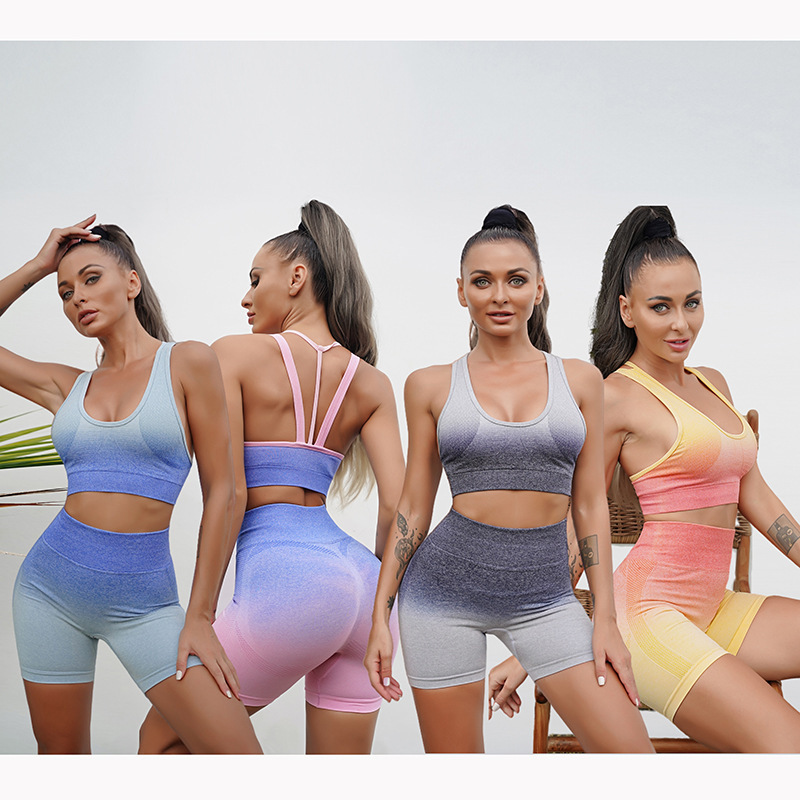 Sexy Wholesale Active Wear Yoga Set Ombre Sport Suite - Fitness Clothes Seamless Workout Sets for Women