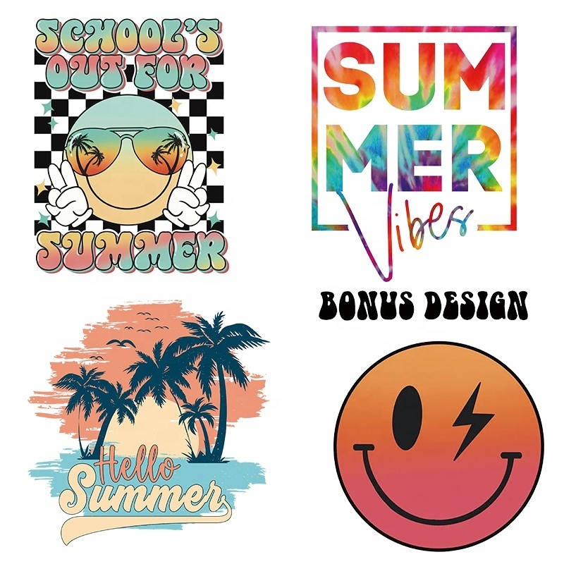 vinyl heat transfer logo custom  film screen print transfers label clothe dtf transfers summer stickers for t-shirts