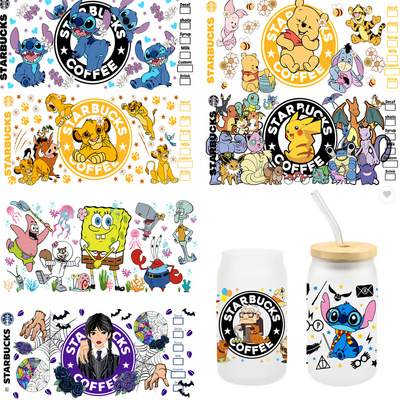 Factory Custom UV dtf 16oz cold cup wrap transfers transfer printing designs ready to ship uv dtf cup wrap transfers for cups