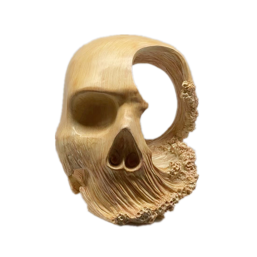 Modern Life Size Wood Like Skull Head Resin Halloween Decoration Gifts