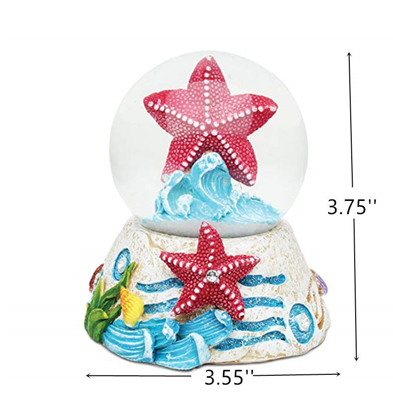 Resin Base Sea World Starfish Figurine Water Glass Snow Globe