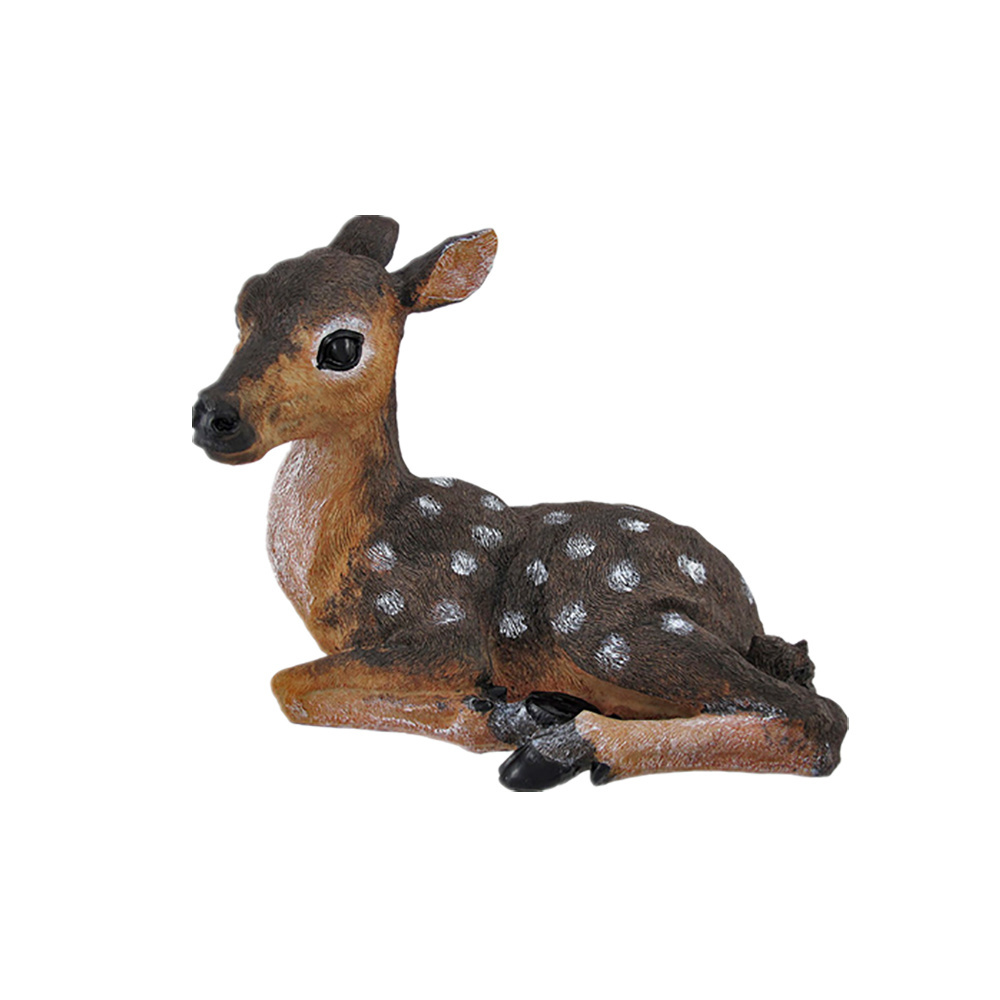 Golden Electroplating Resin Seated Reindeer Statue Figurine for Sale