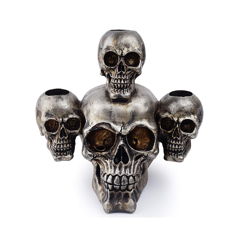 Decorative Skulls and Crossbones in Flames Ashtray for Spooky Skeleton Halloween Decorations or Medieval Art Figurines & Gothic