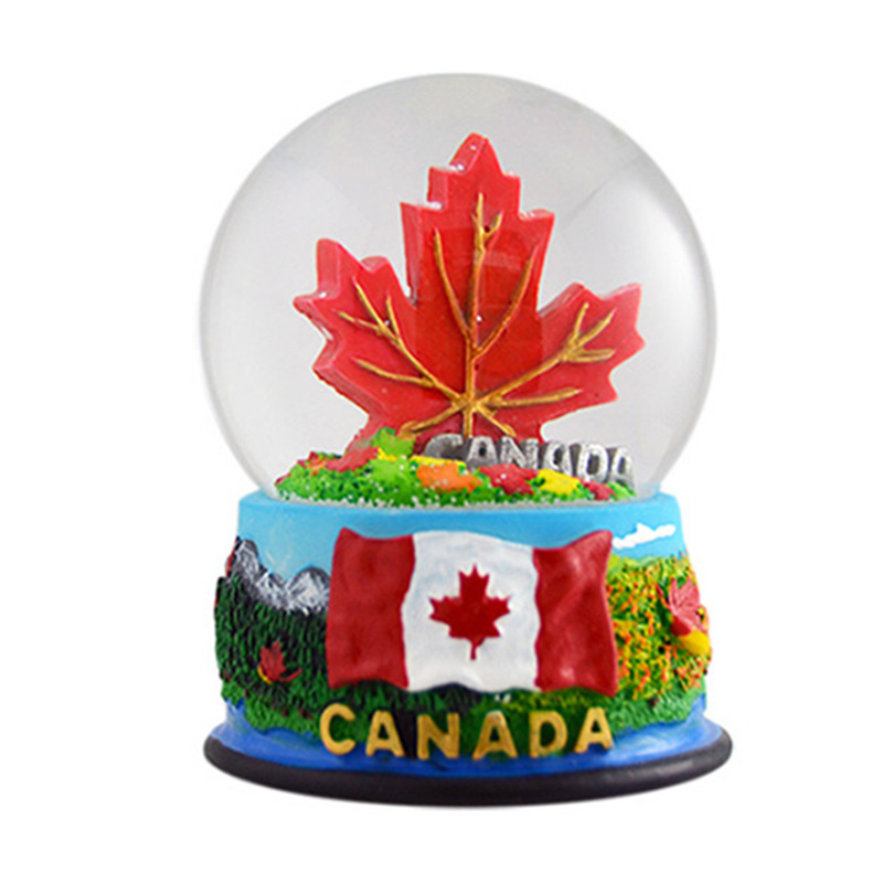 Custom Canada flag snow globes for tourists as souvenir