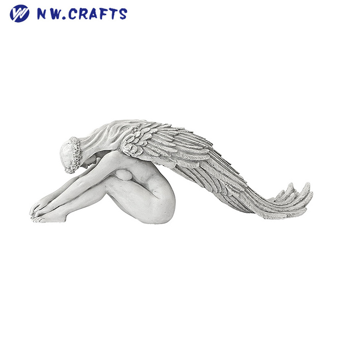 Extended Wings Grace Angel Statue White Angel Sculpture Custom Size Angel Figurine Wholesale