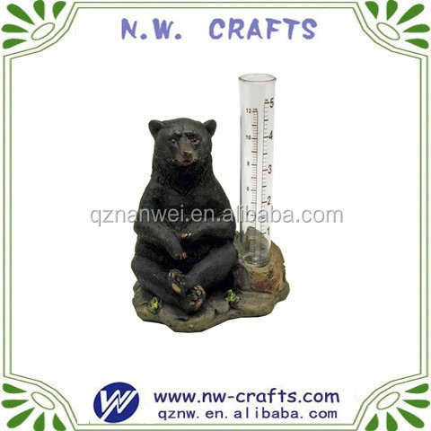 Hand paint Polyresin standing black bear toilet paper holder