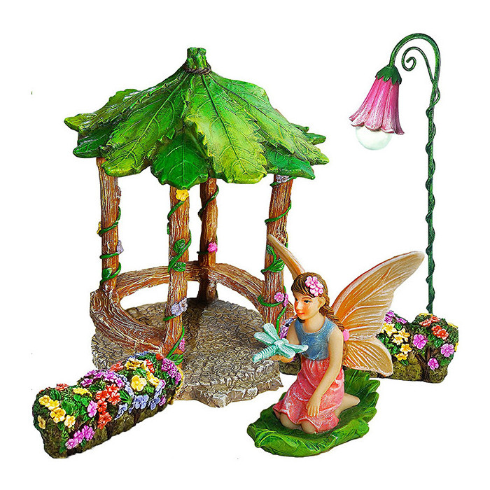 Fairy Garden Accessories with Miniature Garden Fairies Play on a Swing