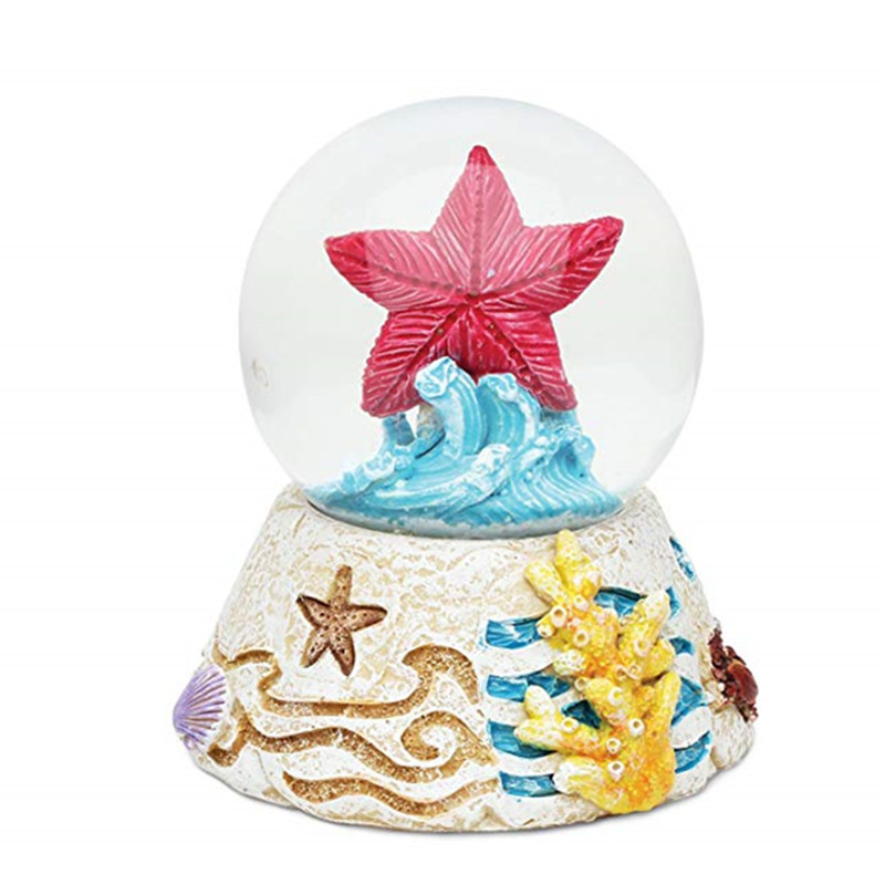 Resin Base Sea World Starfish Figurine Water Glass Snow Globe