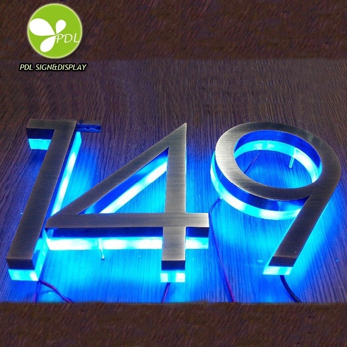 Wholesale Led Backlit Stainless Steel House Number Light Up Address for House Numbers