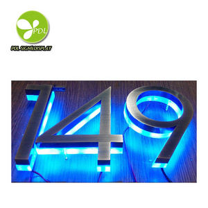 Manufacturer Custom Led House Numbers Apartment Backlit Illuminated Stainless Steel Number Hotel Door Number Sign