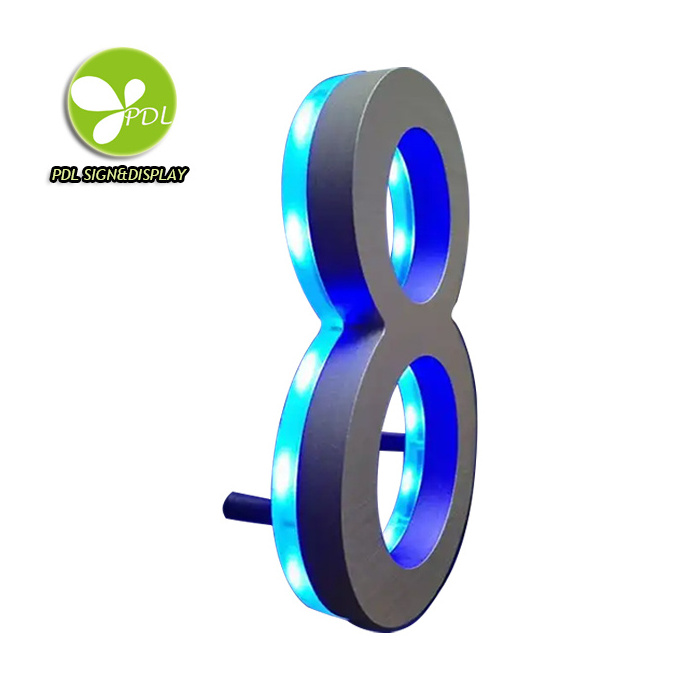 Customized 3D Led Lighted Address Signage House Numbers Stainless Steel Hotel Room Floor Number Led Logo Signs