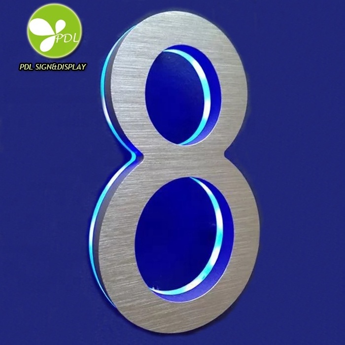 Wholesale Led Backlit Stainless Steel House Number Light Up Address for House Numbers